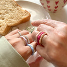 Sorbet Swirls Enamel & Diamond Swirls Stacker Ring Set in Bubblegum + Hot Pink - Octonov 