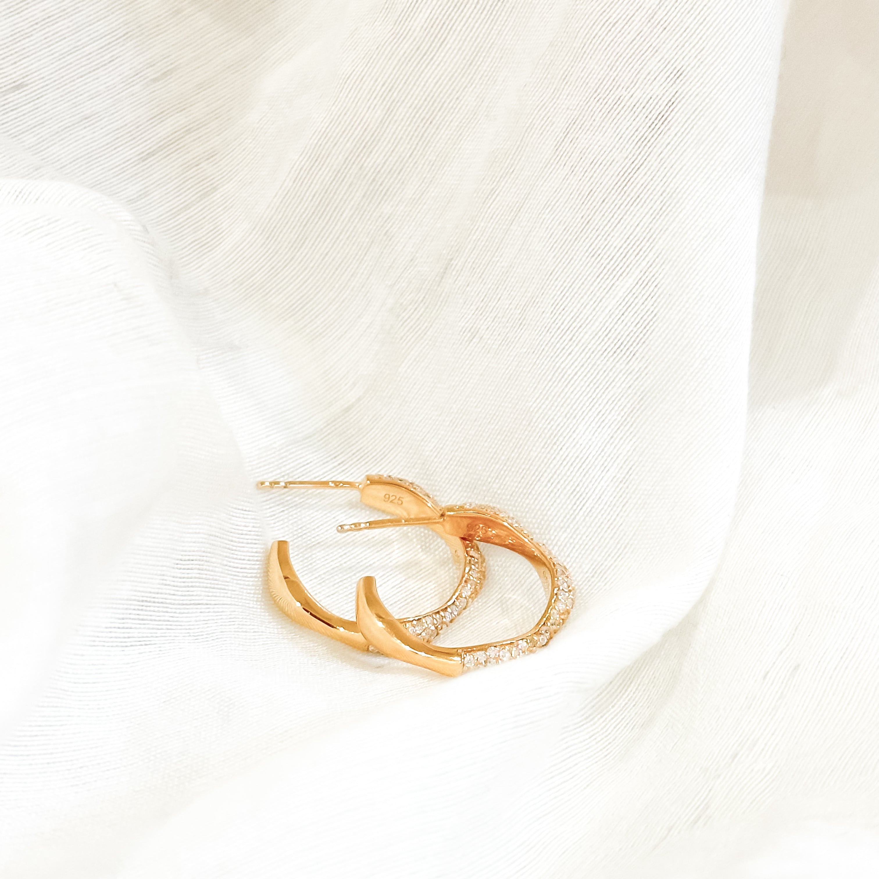 Diamond Swirls Silver Hoops - Octonov 