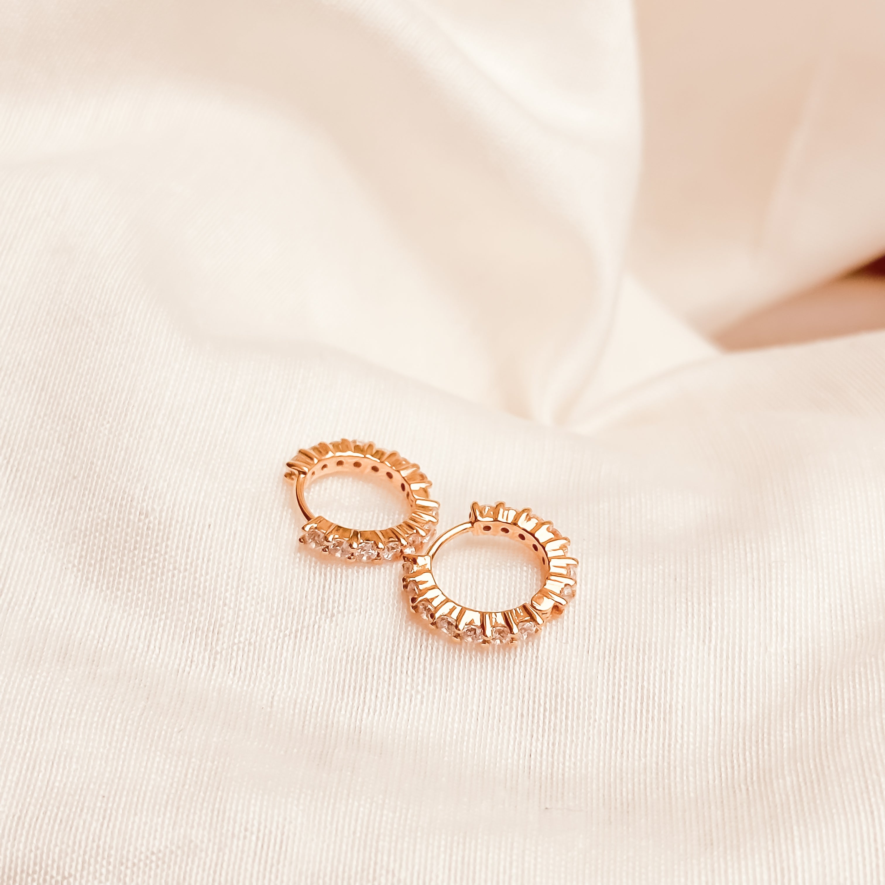 Zircon cluster huggies in Gold, Silver and Rose Gold - Octonov 