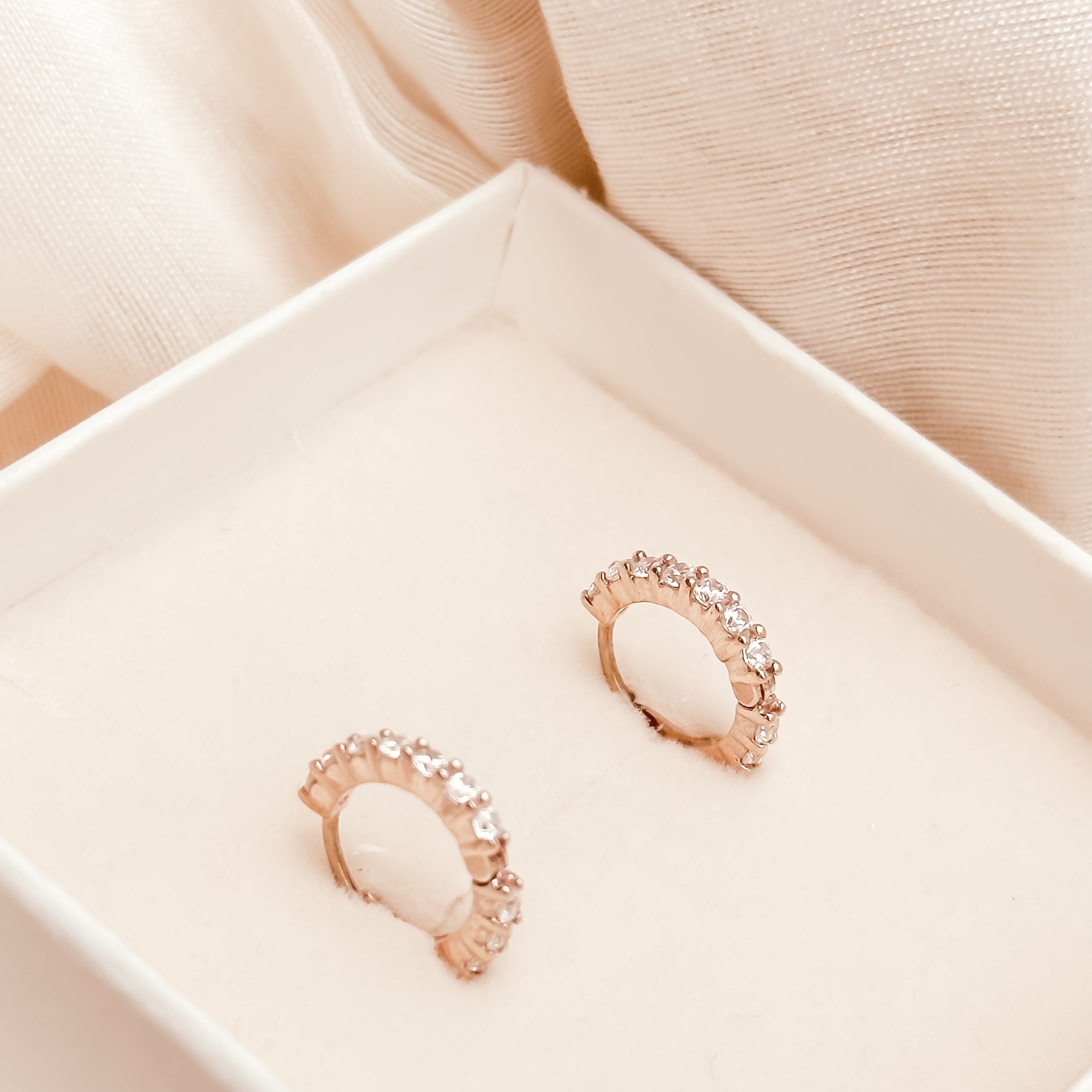 Zircon cluster huggies in Gold, Silver and Rose Gold - Octonov 