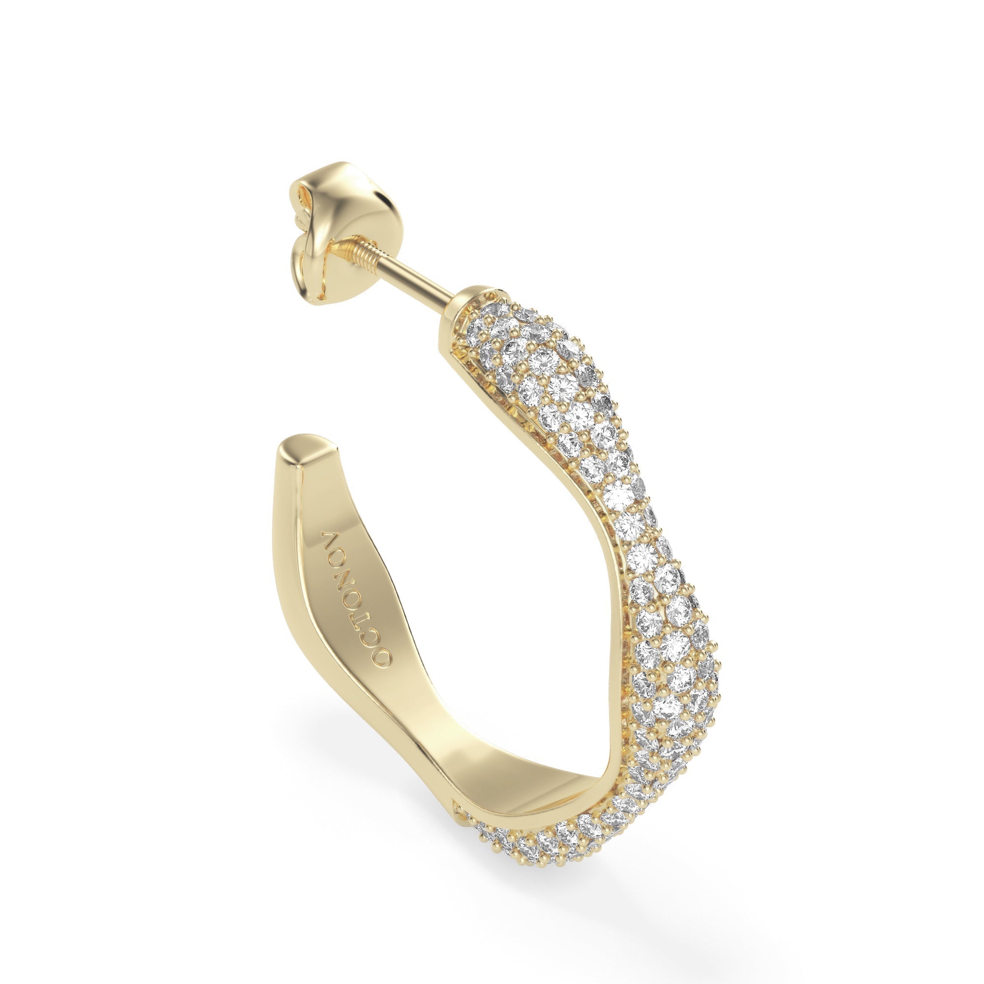 Diamond Swirls Rose Gold Hoops - Octonov 