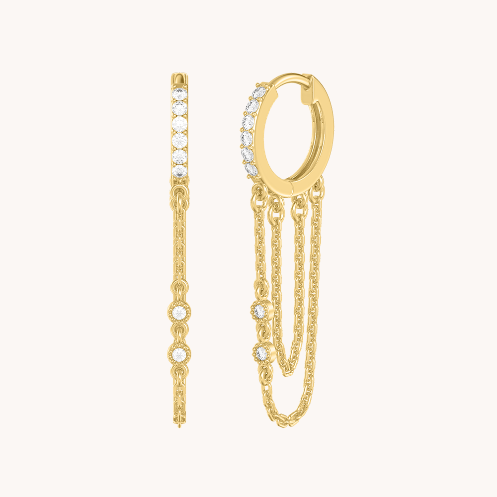 Signature CZ Huggies with duo chain - Octonov 
