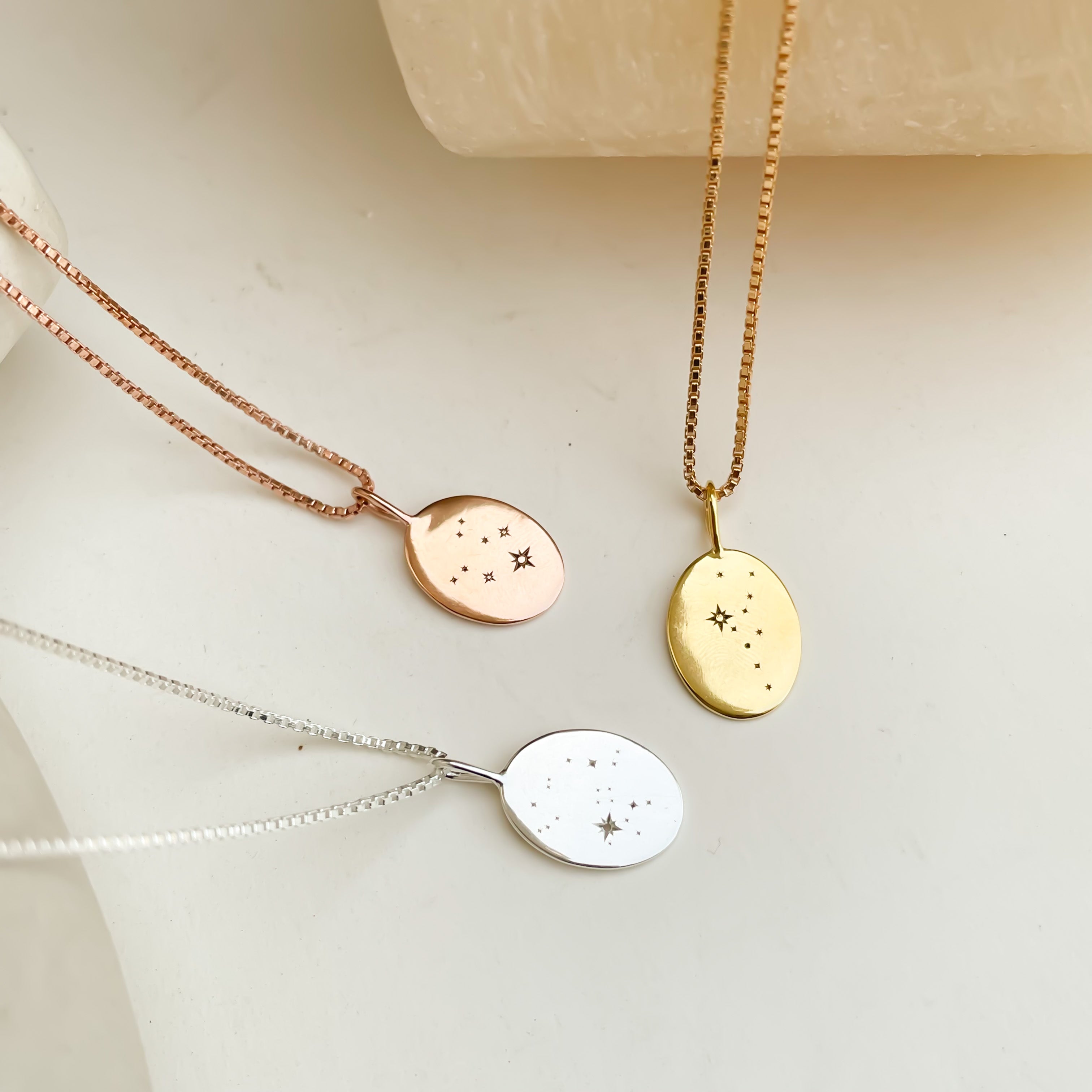 Engraved Zodiac Constellation Necklace, Personalised Zodiac Signs Necklace - Octonov 